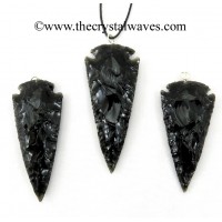 Black Obsidian 2.50" - 3" Arrowhead Pendants